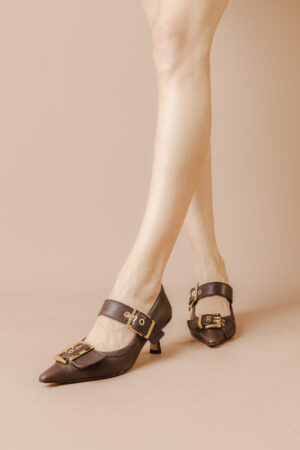 Scarpin Marrom com Fivelas Douradas - Vicenza