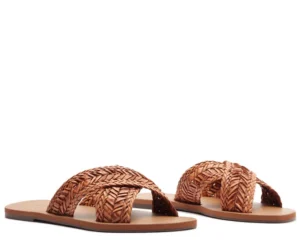 Rasteira Anacapri Palha Marrom Tiras Cruzadas Natural