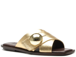 Sandália Rasteira DouradaSandália Rasteira Dourada Vicenza em Couro MetalizadoSandália Rasteira Dourada