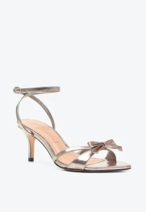 Sandália Chile Vicenza Prata Couro Salto Médio