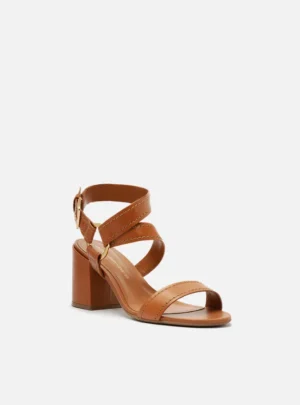 Sandália Arezzo Marrom Couro Salto Bloco Lenny Niemeyer