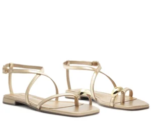 Sandália Anacapri Minimal Doots Dourada Salto Baixo