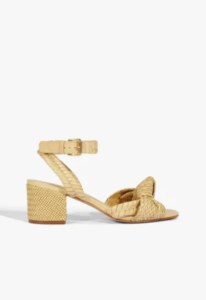 Sandália Schutz Khari Mid Bege com Trança e Salto Bloco