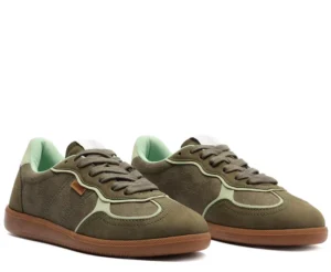 Tênis A'25 Verde Anacapri em Mix de Materiais com Costura Pesonto