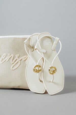 Kit Flat Serena Off White + Necessaire Ráfia Vicenza