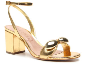 Sandália Lia Vicenza Dourada Couro com Salto 7,5 cm