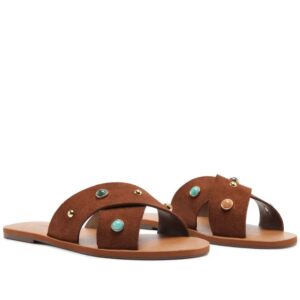 Rasteira Anacapri Tiras Cruzadas Couro Acamurçado Marrom