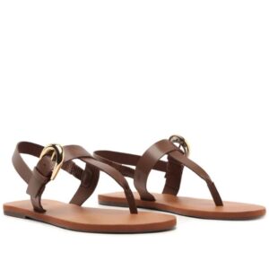 Sandália Rasteira Slim Couro Marrom