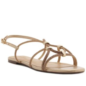 Sandália Rasteira Tiras Glam Dourada