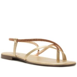 Sandálias Tiras Assimétricas Pedrarias Dourada