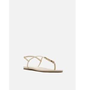Sandália Rasteira Off White Slim Metal Dourado Arezzo