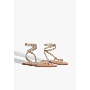 Sandália Rasteira Courtney Couro Dourada Schutz