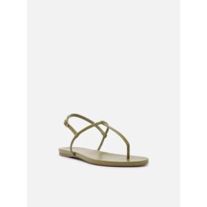 Sandália Rasteira Verde Tiras Slim Básica Arezzo